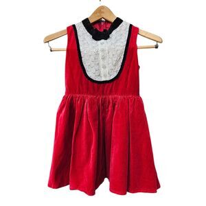 Harajuku Mini Target Red Velvet Dress Girls 7/8 Tuxedo Bowtie Christmas Holiday